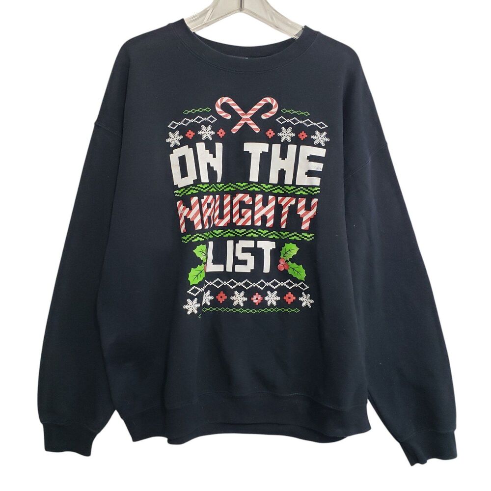 Fun Christmas Sweater / Sweatshirt, "On the Naughty List," Heavy Blend, Size XL
